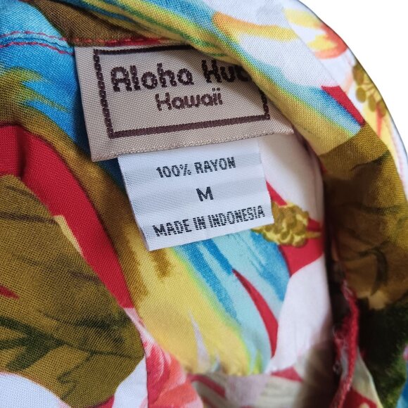 Men's Vintage Hawaiian Shirt Medium Floral Aloha Hut 100% Rayon 1990's Buttery - Picture 6 of 6